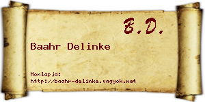 Baahr Delinke névjegykártya